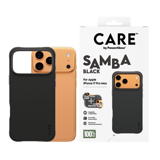 PanzerGlass CARE by ® Fashionable Case Samba Black w. MagSafe iPhone 17 Pro Max coque de protection pour téléphones portables Housse Noir PanzerGlass CARE by ® Fashionable Case Samba Black w. MagSafe iPhone 17 Pro Max coque de protection pour téléphones portables Housse Noir