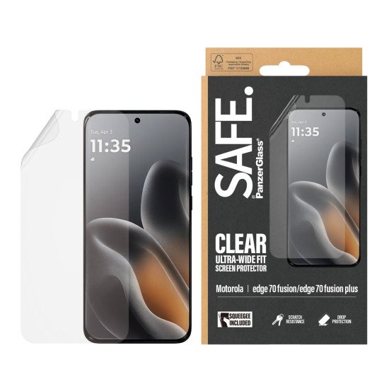 PanzerGlass SAFE. by ® Film Screen Protector Motorola moto edge 70 Fusion 5G | edge 70 Fusion+ | Ultra-Wide Fit Protection d'écran transparent 1 pièce(s)
