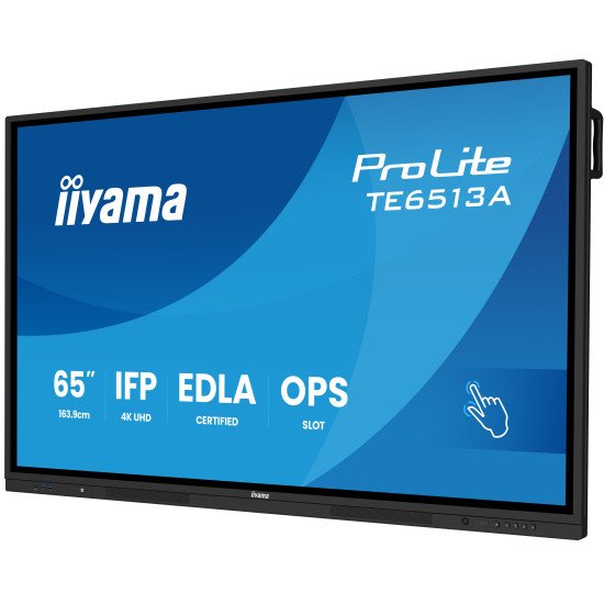 iiyama TE6513A-B2AG Écran d'affichage dynamique Écran plat interactif 163,8 cm (64.5") Wifi 500 cd/m² 4K Ultra HD Noir Écran tactile Intégré dans le processeur Android 24/7