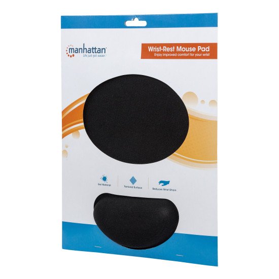 Manhattan Tapis de souris avec repose-poignet en gel, noir, 241 × 203 × 40 mm, base antidérapante, garantie à vie