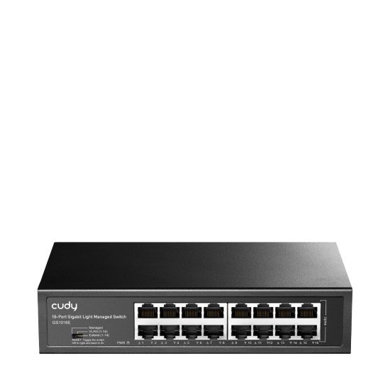 Cudy 16-Port Gigabit Easy-Managed Switch, GS1016E 1.0 Géré L2 Gigabit Ethernet (10/100/1000) Noir