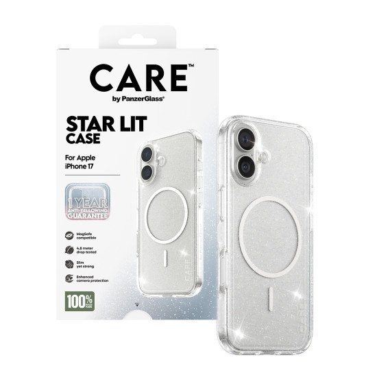 PanzerGlass CARE by ® Flagship Case Urban Explorer Star Lit w. White MagSafe iPhone 17 coque de protection pour téléphones portables Housse Transparent PanzerGlass CARE by ® Flagship Case Urban Explorer Star Lit w. White MagSafe iPhone 17 coque de protection pour téléphones portables Housse Transparent