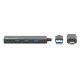 Manhattan Dock/hub combo USB-C & USB-A, 4 ports : 4x USB-A, 5 Gbit/s (USB 3.0), Alimenté par USB (aucune alimentation externe requise)
