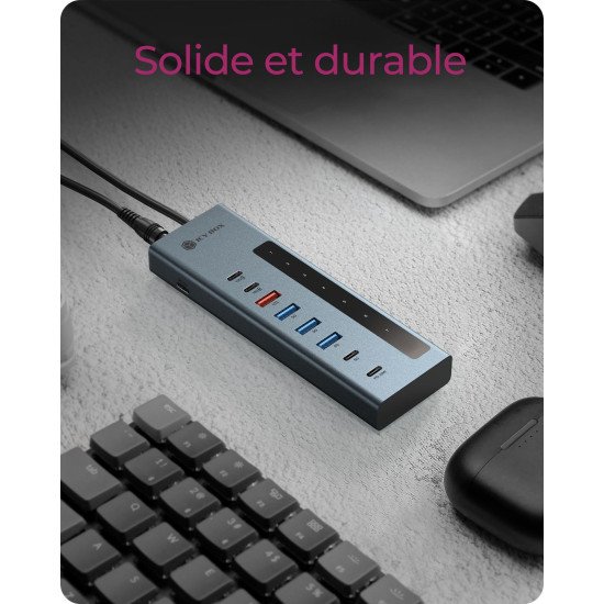 ICY BOX Hub 9-en-1 avec Power Delivery et connexion hôte Type-C/Type-A
