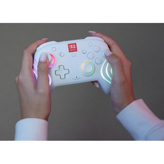 Turtle Beach Afterglow Wave Blanc Manette de gaming RGB sans fil Sous licence officielle pour Nintendo Switch 2