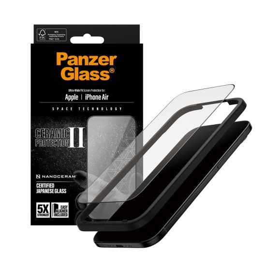 PanzerGlass ® Ceramic II Screen Protector iPhone Air | Ultra-Wide Fit w. EasyAligner Protection d'écran transparent Apple 1 pièce(s)