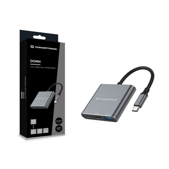 Conceptronic DONN18G station d'accueil Avec fil USB 3.2 Gen 1 (3.1 Gen 1) Type-C Gris Conceptronic DONN18G station d'accueil Avec fil USB 3.2 Gen 1 (3.1 Gen 1) Type-C Gris