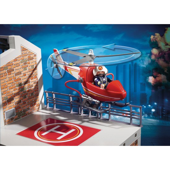 Playmobil City Action Caserne de pompiers avec hélicoptère