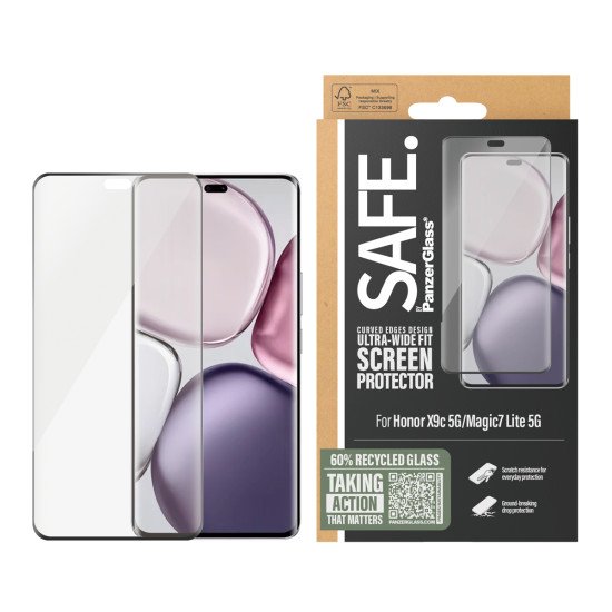 PanzerGlass SAFE. by ® Screen Protector w. Black Frame Honor X9c 5G | Magic7 Lite 5G | Ultra-Wide Fit Protection d'écran transparent 1 pièce(s)