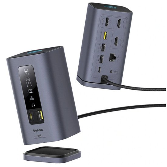 Baseus B00568101813-01 station d'accueil Avec fil USB 3.2 Gen 1 (3.1 Gen 1) Type-C Gris