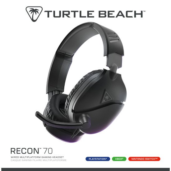 Turtle Beach Casque gaming multiplateforme Recon 70 - PS5, PS4, PC, Switch, et appareils mobiles avec prise 3,5 mm - microphone à bascule, écouteurs de 40 mm Turtle Beach Casque gaming multiplateforme Recon 70 - PS5, PS4, PC, Switch, et appareils mobiles avec prise 3,5 mm - microphone à bascule, écouteurs de 40 mm