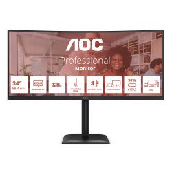 AOC E4 CU34E4CV écran PC 86,4 cm (34") 3440 x 1440 pixels UltraWide Quad HD LCD Noir