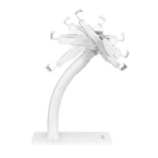 Manhattan Support antivol de bureau pour tablette/iPad, universel, rotation 360°, inclinaison +20° à -110°, verrouillable, blanc, tablettes 7,9"–11"
