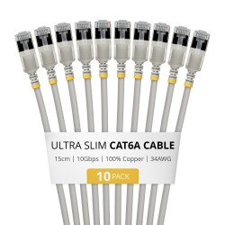 StarTech.com 6ASTP34GRS15CM10PK câble de réseau Gris 0,15 m Cat6a U/FTP (STP) Rond