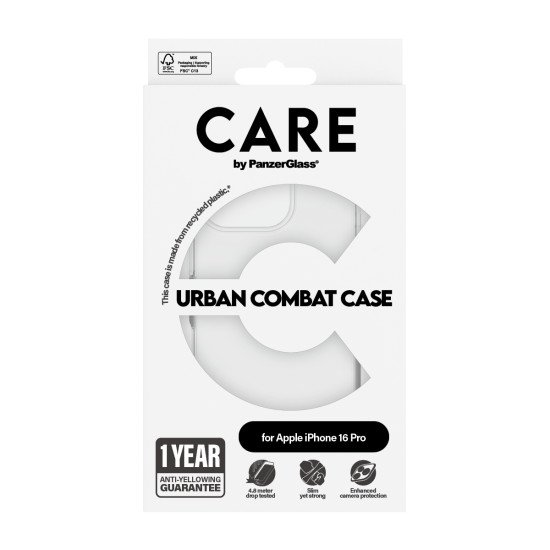 PanzerGlass CARE by ® Flagship Case Transparent Urban Combat w. Clear Frame iPhone 16 Pro coque de protection pour téléphones portables Housse