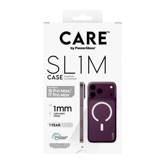 PanzerGlass CARE™ by ® SL1M Case Transparent w. MagSafe iPhone 2026 Pro Max | 17 Pro Max coque de protection pour téléphones portables Housse