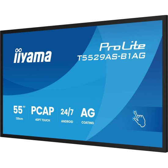 iiyama T5529AS-B1AG Écran d'affichage dynamique Écran plat interactif 138,7 cm (54.6") LED Wifi 500 cd/m² 4K Ultra HD Noir Écran tactile Intégré dans le processeur Android 24/7 iiyama T5529AS-B1AG Écran d'affichage dynamique Écran plat interactif 138,7 cm (54.6") LED Wifi 500 cd/m² 4K Ultra HD Noir Écran tactile Intégré dans le processeur Android 24/7