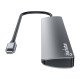 Manhattan Dock/hub USB-C, 7 ports : 3x USB-A + 4x USB-C, Pavec Power Delivery (PD) 100 W - nécessite un chargeur USB-C externe (non inclus). Alimenté par USB (aucune alimentation externe requise) lorsque le PD n'est pas utilisé, aluminium