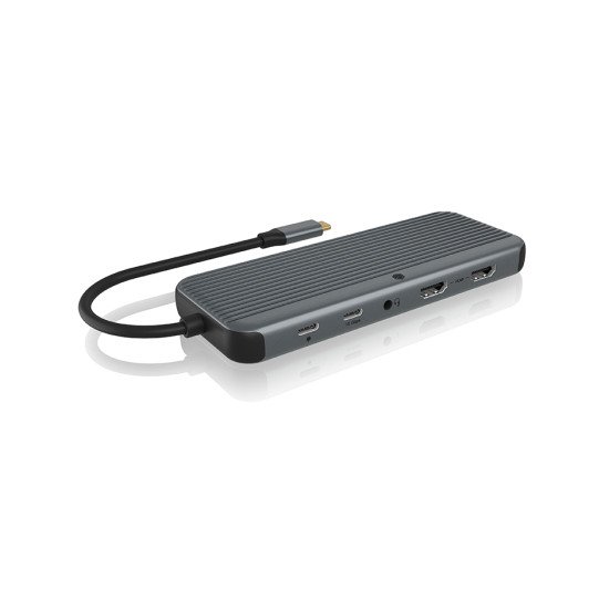 ICY BOX IB-DK4060-CPD station d'accueil Avec fil USB 3.2 Gen 1 (3.1 Gen 1) Type-C Noir, Gris