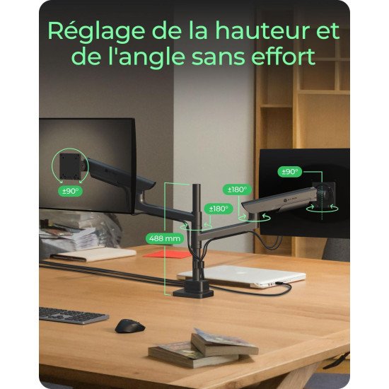 ICY BOX IB-MS702-T support d'écran plat pour bureau 144,8 cm (57") Noir