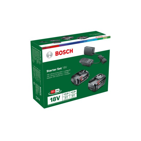 Bosch Starter-Set 18V - 2 x Akku (2,0 Ah + 4,0 Ah) Ensemble de batterie et de chargeur
