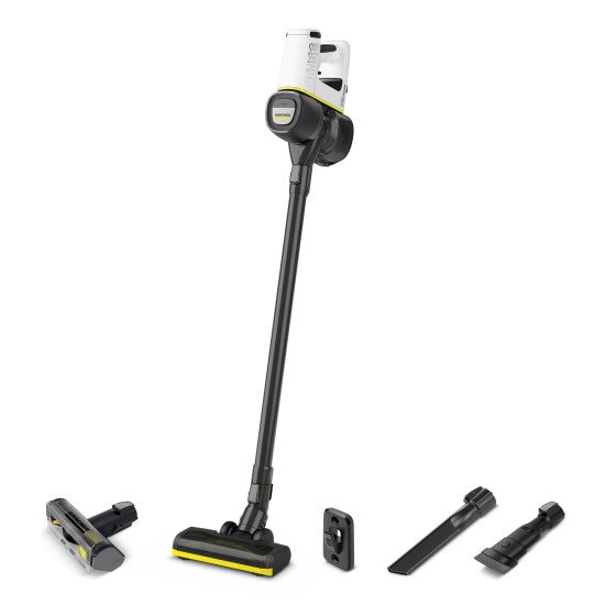 Kärcher VC 4 Aspirateur-balai 2 en 1 Batterie Sec mousse Sans sac 0,65 L Noir, Blanc 2,5 Ah Kärcher VC 4 Aspirateur-balai 2 en 1 Batterie Sec mousse Sans sac 0,65 L Noir, Blanc 2,5 Ah