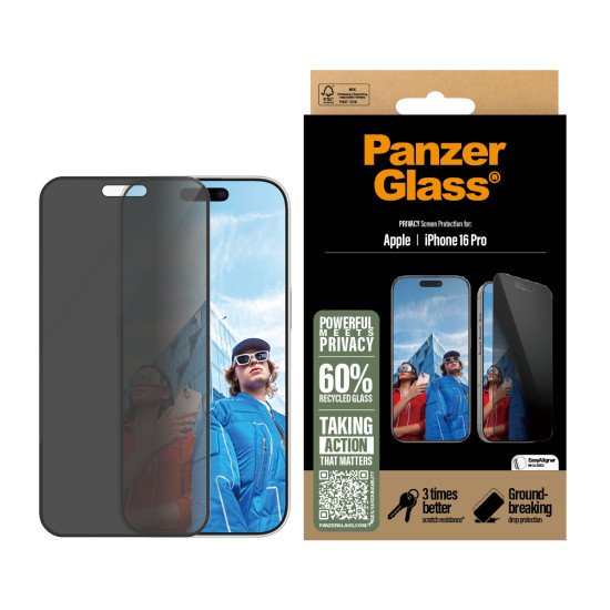 PanzerGlass ® Privacy Screen Protector iPhone 16 Pro | Ultra-Wide Fit Protection d'écran transparent Apple 1 pièce(s) PanzerGlass ® Privacy Screen Protector iPhone 16 Pro | Ultra-Wide Fit Protection d'écran transparent Apple 1 pièce(s)