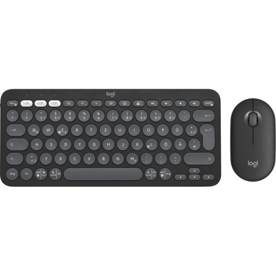 Logitech Pebble 2 Combo clavier Souris incluse RF sans fil + Bluetooth QWERTZ Allemand Graphite