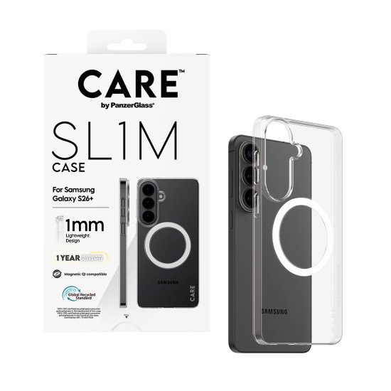 PanzerGlass CARE™ by ® SL1M Case Transparent w. Qi Samsung Galaxy S26+ coque de protection pour téléphones portables 17 cm (6.7") Housse