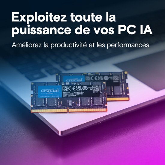 Crucial CT2K24G64C52CS5 module de mémoire 48 Go 2 x 24 Go DDR5 6400 MT/s Crucial CT2K24G64C52CS5 module de mémoire 48 Go 2 x 24 Go DDR5 6400 MT/s