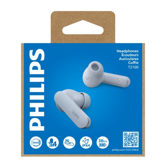 Philips TAT2100 Casque True Wireless Stereo (TWS) Ecouteurs Appels/Musique Bluetooth Bleu clair