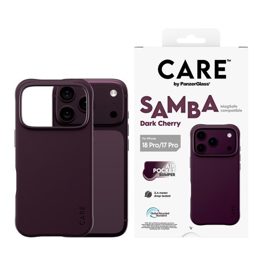 PanzerGlass CARE™ by ® Samba Case Dark Cherry w. MagSafe iPhone 2026 Pro | 17 Pro coque de protection pour téléphones portables Housse Transparent
