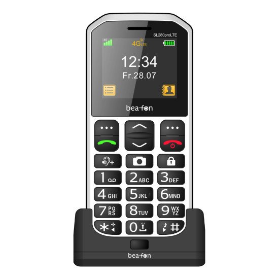 Beafon SL280pro LTE (4G) 5,08 cm (2") Noir, Argent, Blanc Téléphone pour seniors