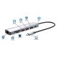 Manhattan Dock/hub USB-C avec lecteur de cartes, 5 ports : Ethernet, HDMI, 2x USB-A + USB-C, avec Power Delivery (PD) 100 W - nécessite un chargeur USB-C externe (non inclus). Alimenté par USB (aucune alimentation externe requise) lorsque le PD n'est pas 