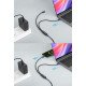 Manhattan Câble de charge USB-C vers USB-C double, répartiteur intelligent, 100 W, 2 m, charge deux appareils depuis un port USB-C PD, gaine tressée, noir, garantie 3 ans