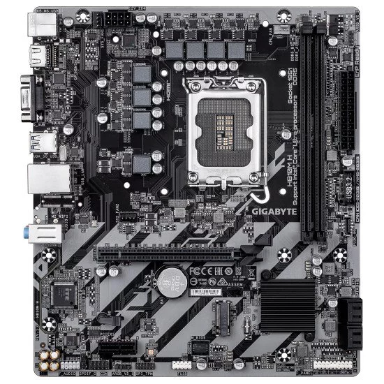 GIGABYTE H810M H Carte mère - Processeurs Intel Core Ultra (Série 2), VRM 4+1+2 phases, jusqu'à 6400 MHz DDR5, 1xPCIe 4.0 M.2, LAN 1GbE, USB 3.2 Gen 1 GIGABYTE H810M H Carte mère - Processeurs Intel Core Ultra (Série 2), VRM 4+1+2 phases, jusqu'à 6400 MHz DDR5, 1xPCIe 4.0 M.2, LAN 1GbE, USB 3.2 Gen 1
