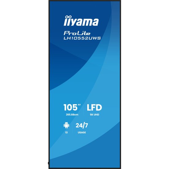 iiyama LH10552UWS-B1AG Écran d'affichage dynamique En forme de kiosk 2,66 m (104.6") Wifi 500 cd/m² UltraWide 5K HD Intégré dans le processeur Android 24/7