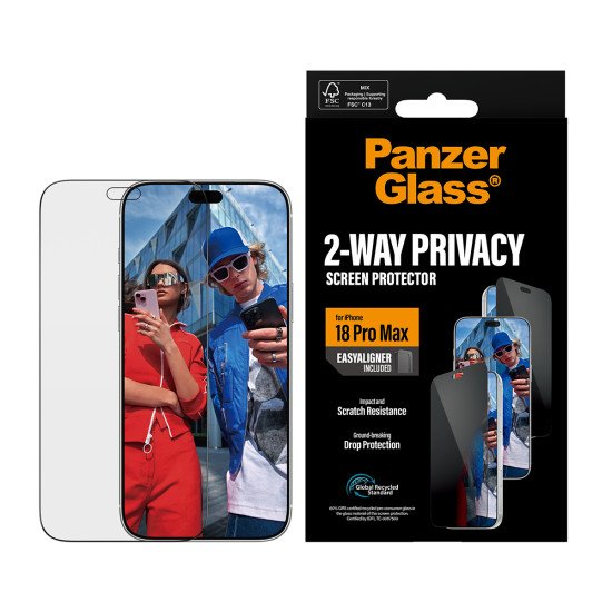 PanzerGlass ® 2-Way Privacy Screen Protector iPhone 2026 Pro Max | Ultra-Wide Fit w. EasyAligner Protection d'écran transparent 1 pièce(s)