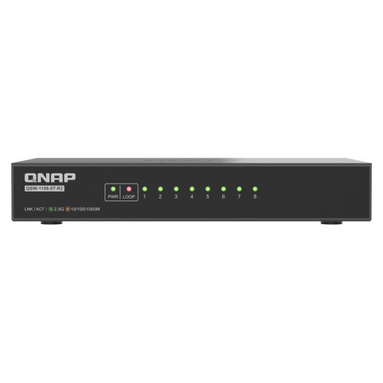 QNAP QSW-1108-8T-R2 commutateur réseau Non-géré 2.5G Ethernet (100/1000/2500) Bureau Noir