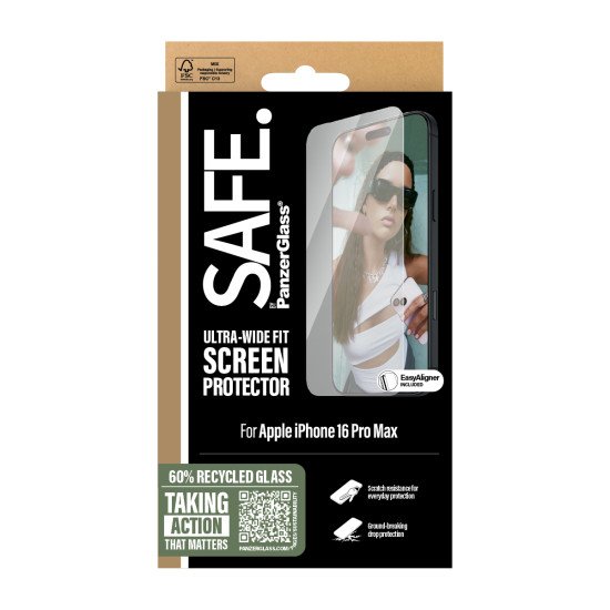 PanzerGlass SAFE. by ® Screen Protector iPhone 16 Pro Max | Ultra-Wide Fit Protection d'écran transparent Apple 1 pièce(s)