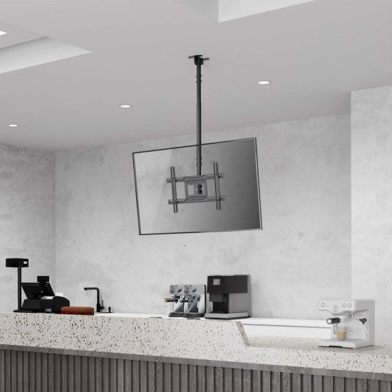 Manhattan Support plafond pour TV/moniteurs, pour écrans de 37" à 65", hauteur réglable 70–157 cm, Compatibilité VESA : de 200x200 à 600x400 mm (vérifiez les dimensions des quatre trous de fixation à l'arrière), charge max. 50 kg