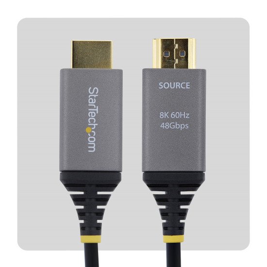 StarTech.com Câble Optique Actif Hybride (AOC) HDMI 2.1 de 15m, CMP Plenum, 8K 60Hz, 48 Gbps, Câble HDMI 2.1/2.0 Certifié Ultra Haut Débit