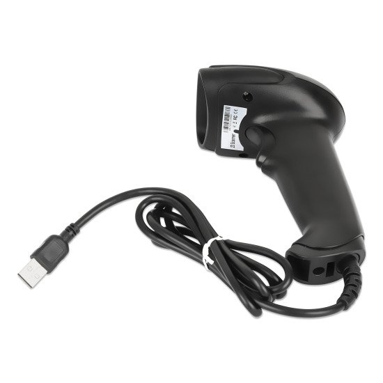 Manhattan Scanner de codes-barres CCD filaire, USB, largeur de lecture 60 mm, câble 152 cm, luminosité ambiante max. 5 000 lux, noir, garantie 3 ans