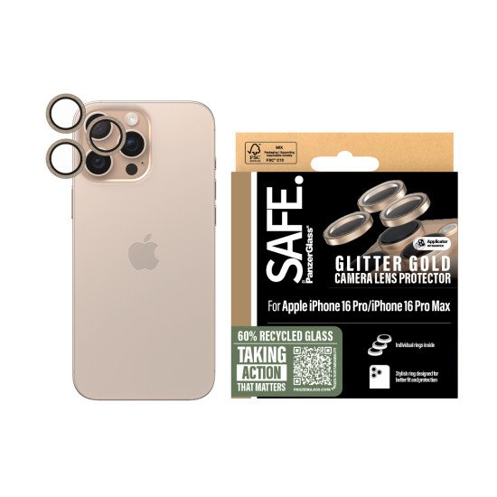 PanzerGlass SAFE. by ® Camera Lens Protector Glitter Gold iPhone 16 Pro | 16 Pro Max Protection d'écran transparent Apple 1 pièce(s)