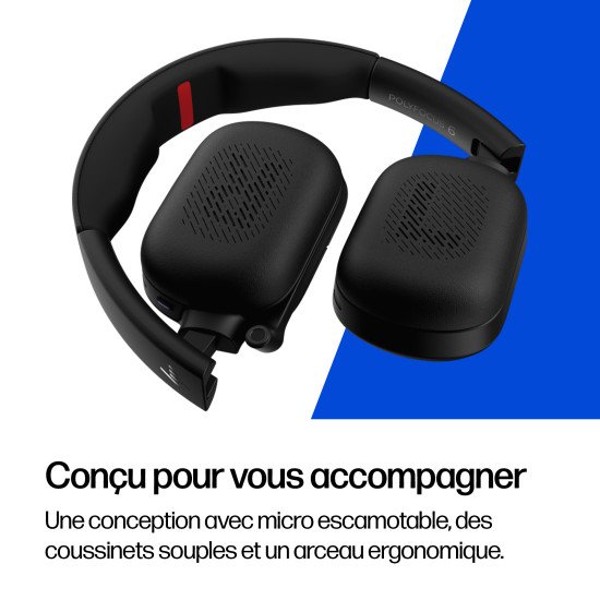 HP Poly Micro-casque Focus 625 + socle de charge sans fil