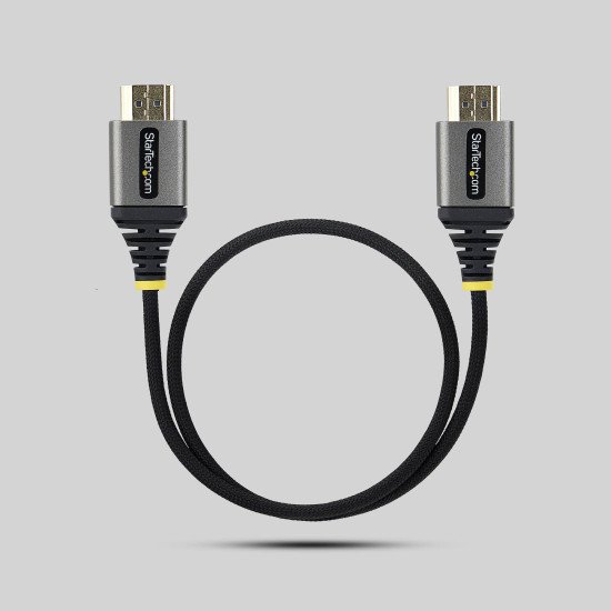 StarTech.com Câble HDMI Haute Vitesse Certifié Premium 50cm (1,6ft), Ultra Flexible, 4K 60Hz/1440p 144Hz avec HDR10/ARC, 18Gbps, Cordon HDMI Tressé Haute Flexibilité