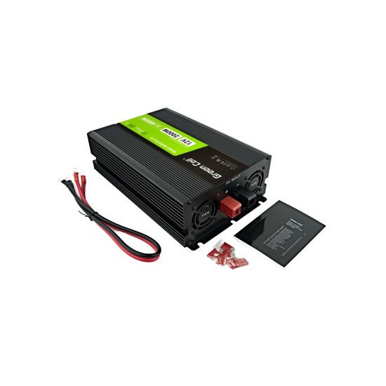 Green Cell Przetwornica napicia PowerInverter LCD 12 V 2000W/40000W Przetwornica samochodowa z wywietlaczem - czysty sinus adaptateur de puissance & onduleur Auto Noir