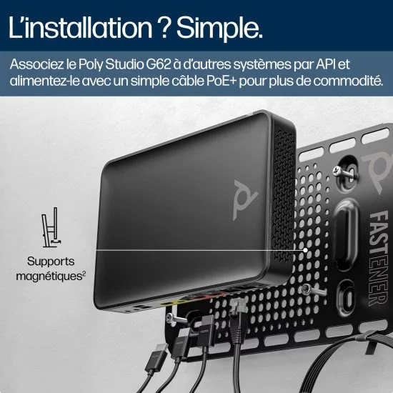POLY Système de visioconférence Studio G62 avec kit de plaque de montage sans cordon d'alimentation TAA