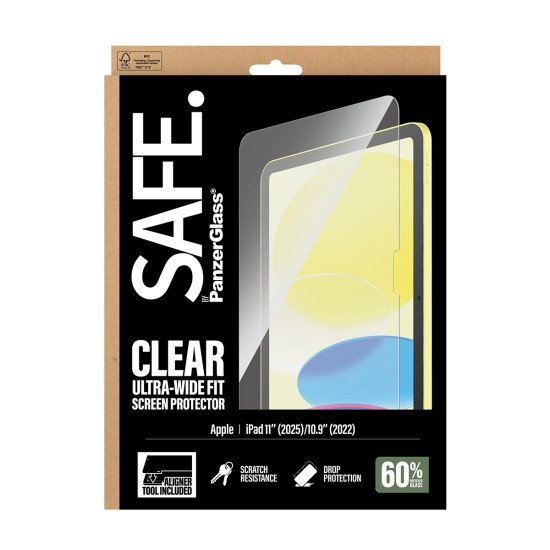 PanzerGlass SAFE. by ® Screen Protector iPad 11" (2025-2026) | 10.9" (2022) | Ultra-Wide Fit w. Fastfit tool Protection d'écran transparent Apple 1 pièce(s)