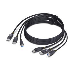 StarTech.com Câble KVM Double DisplayPort de 1,8m et USB 5Gbps, 4K 60Hz, Câble Combo DP 1.2 et USB pour Commutateurs/Switchs KVM à Deux Moniteurs